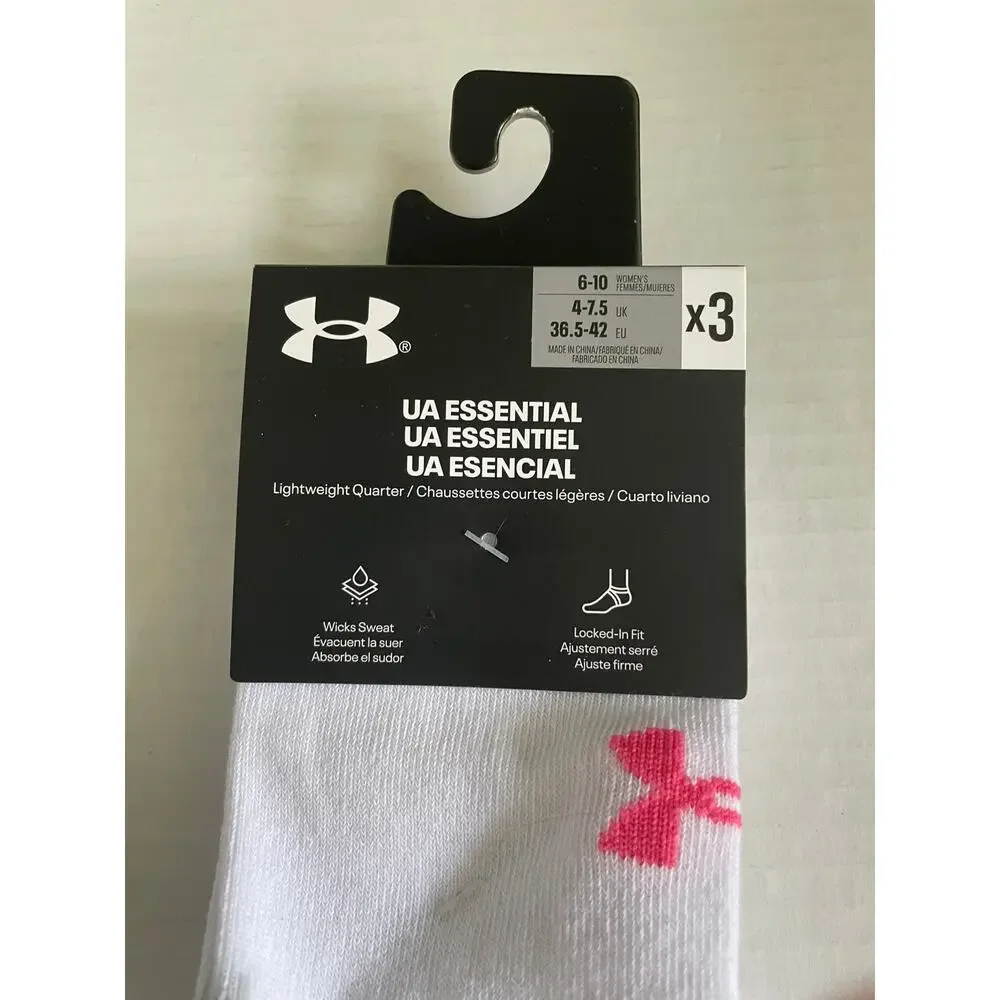 UNDER ARMOUR WOMENS 3 PAIR LIGHTWEIGHT QUARTER SOCKS NEW